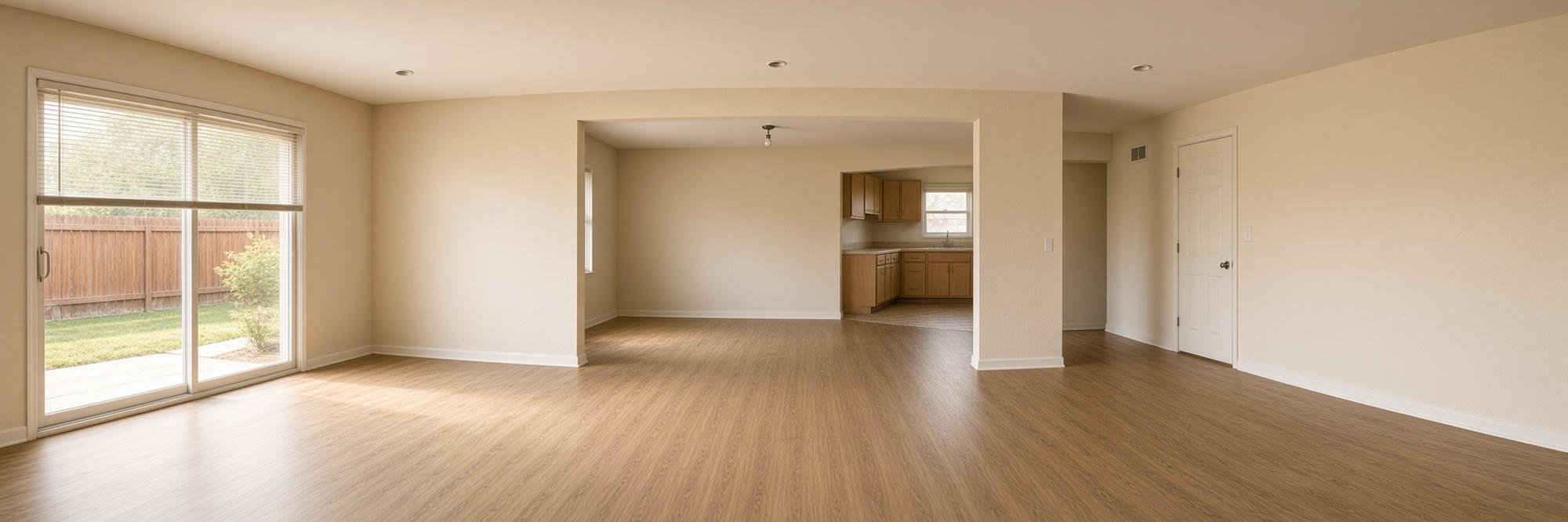Cleared home interior, representative outcome imagery