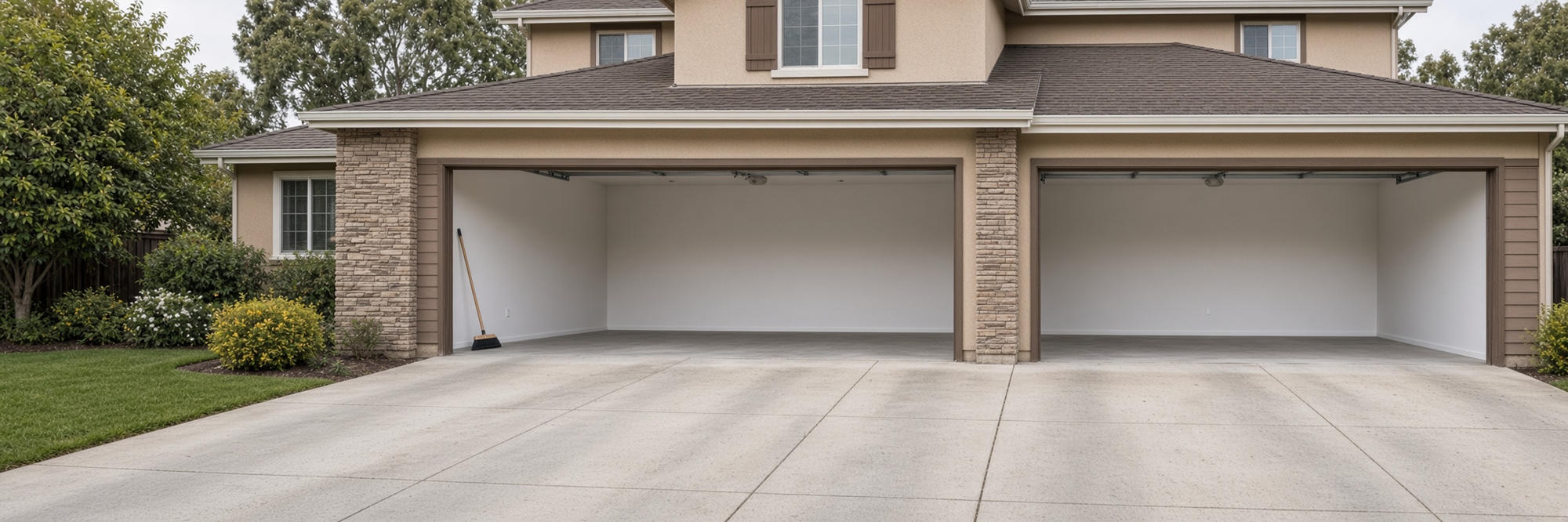 Clean empty garage, representative outcome imagery